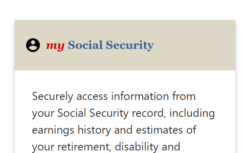 My social security link